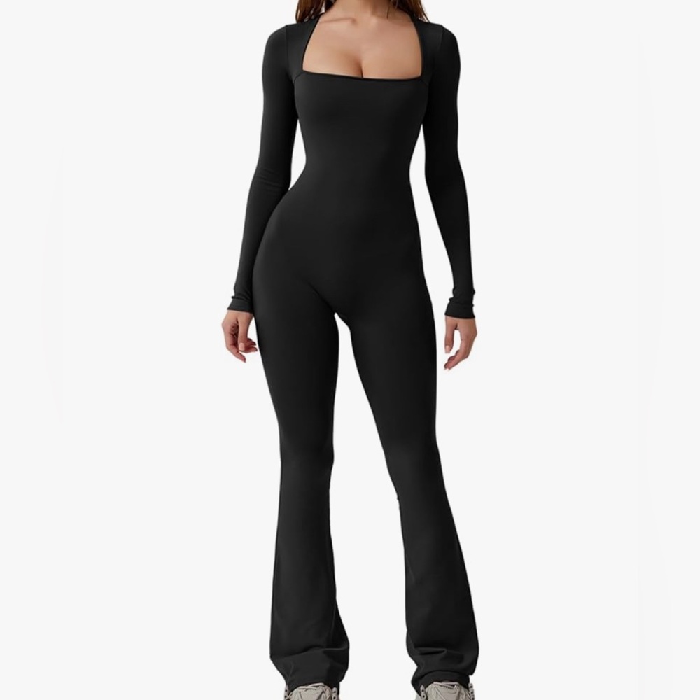 Qinsen Square Neck Wide Leg Full Length Jumpsuit